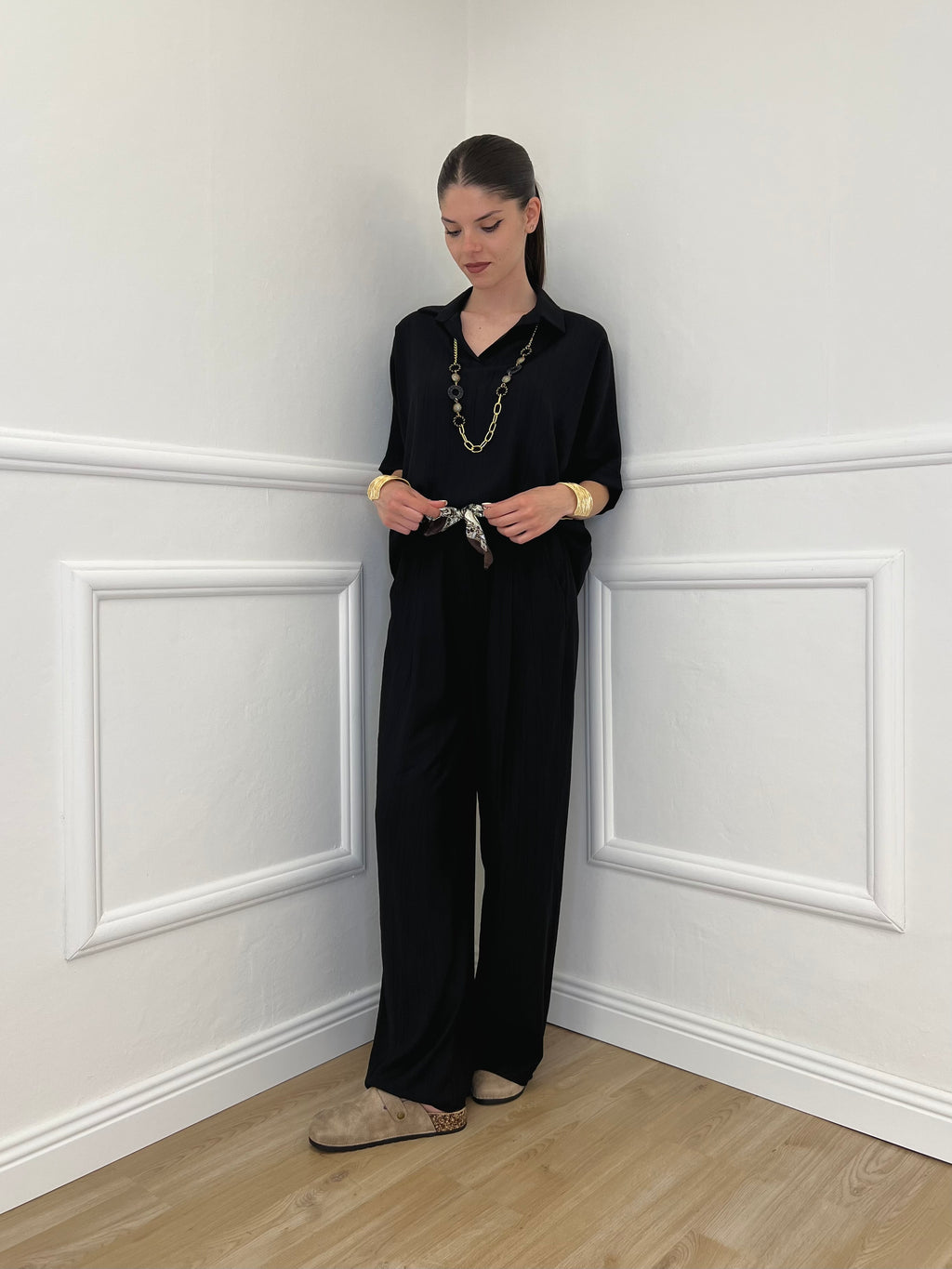 Camicia Fluida Strop 26081 Nero