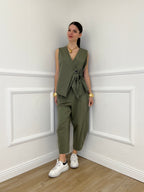 Pantalone Balloon Punto Milano 9516 Verde Militare