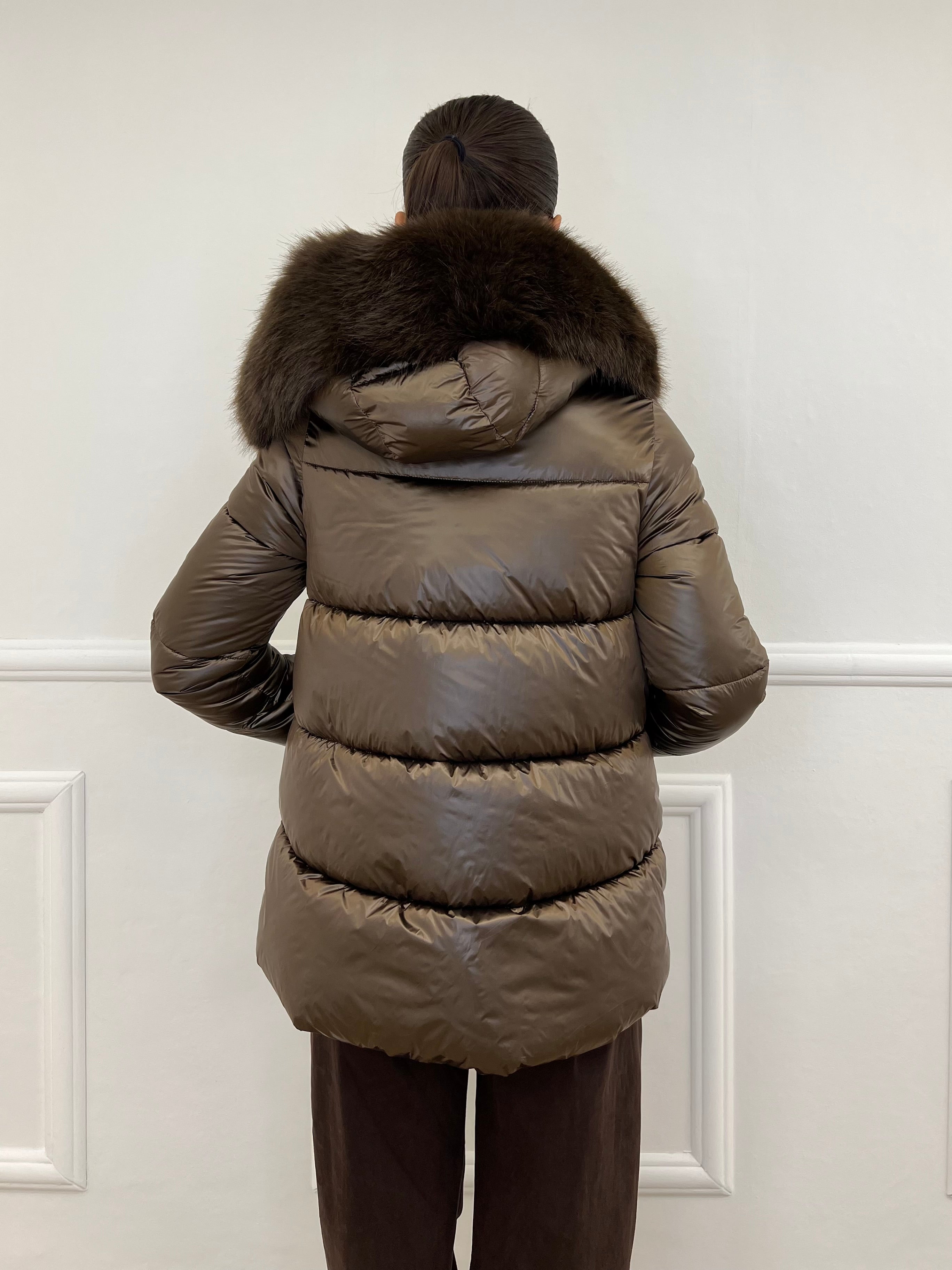 Piumino Corto Pelliccia 2259 Moro