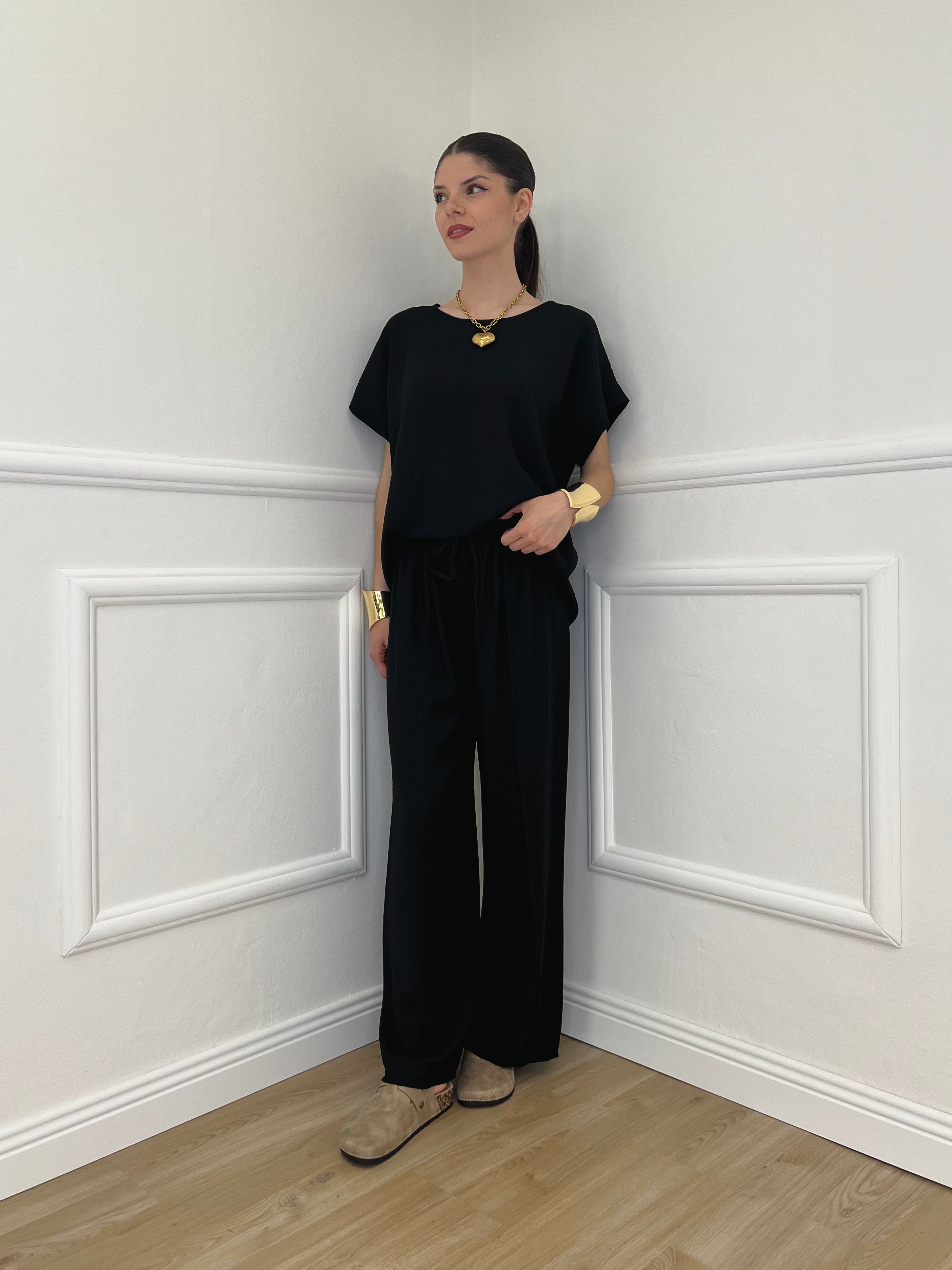 Completo Froissé In Viscosa 8262 Nero