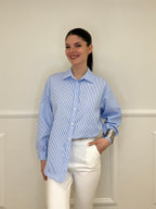 Camicia No Vabbè a Righe 5081 Azzurro