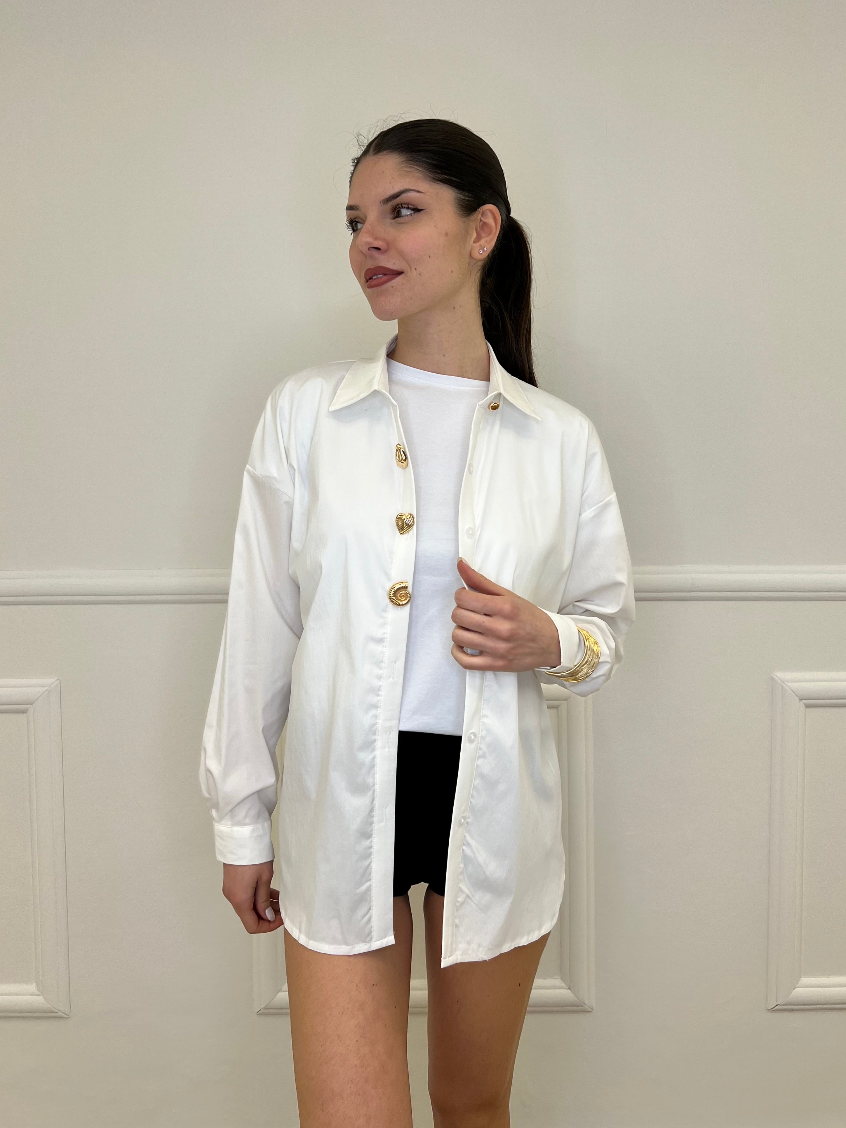 Camicia Over Conchiglie H2264 Bianco