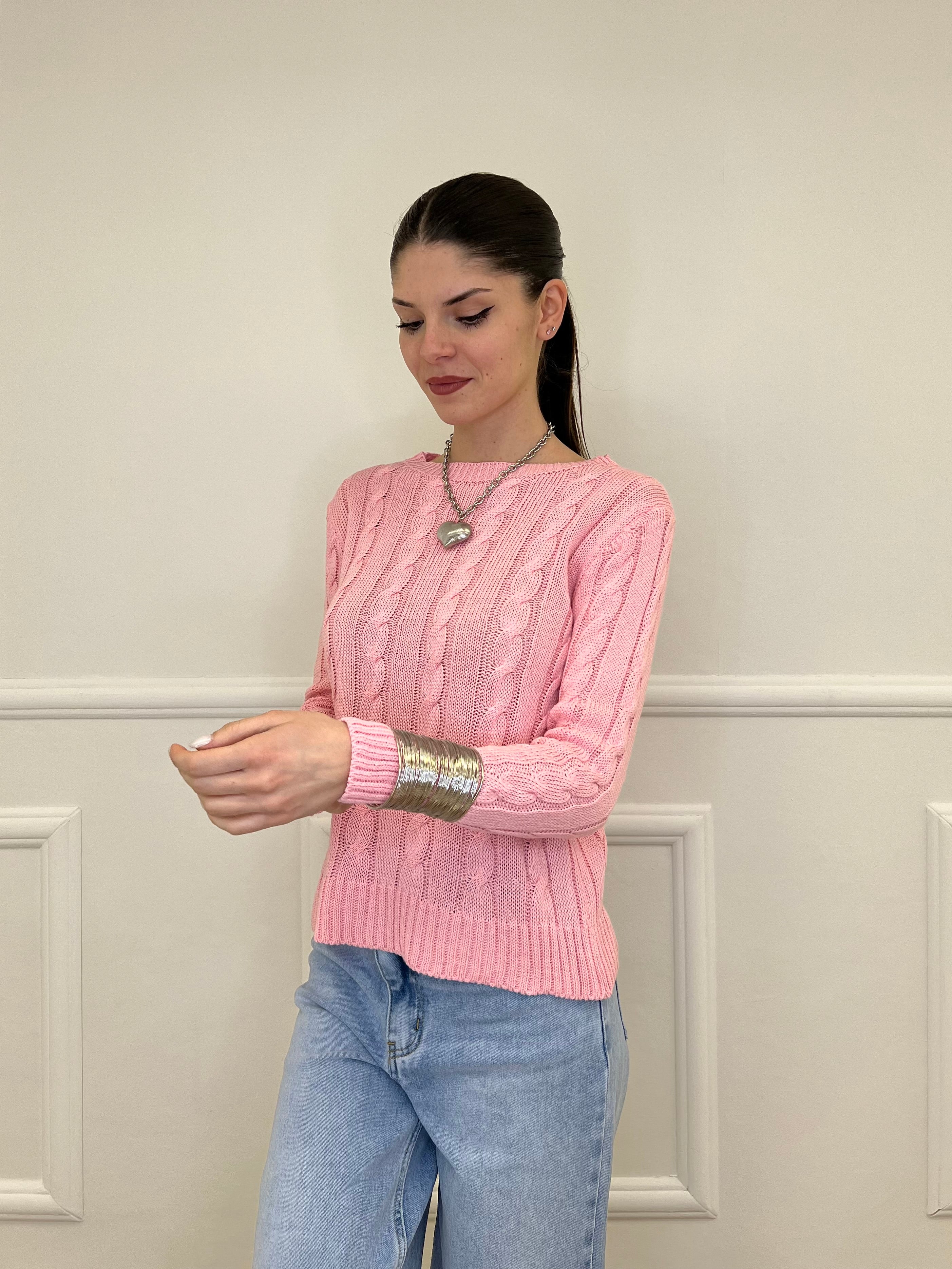 Maglia Trecce FE26122 Rosa
