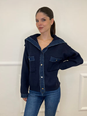 Cardigan Profili Denim S11109 Blu