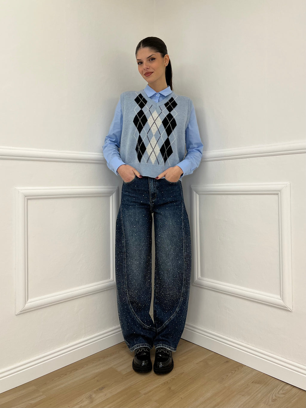 Gilet Losanghe 261711 Azzurro