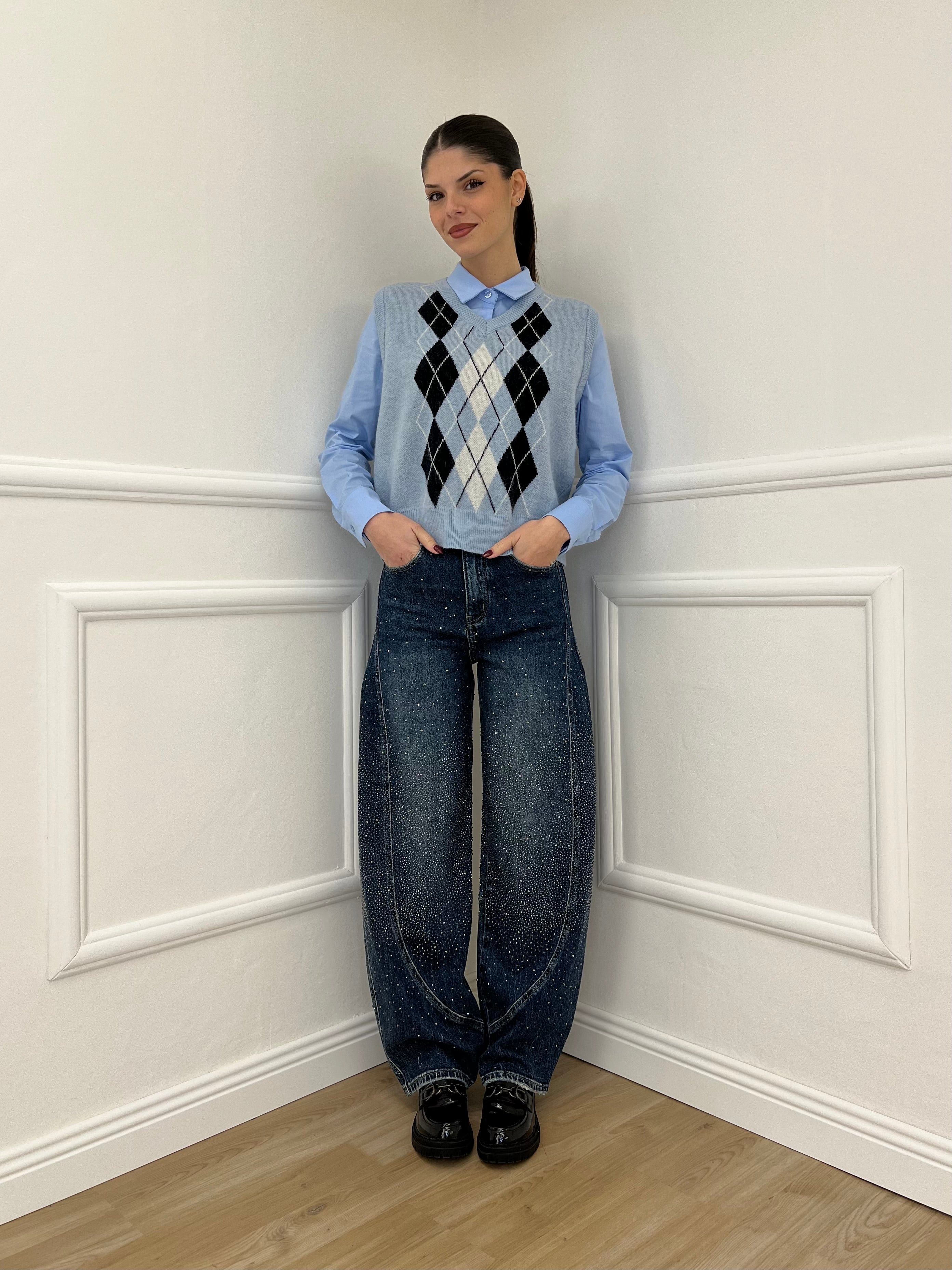 Gilet Losanghe 261711 Azzurro