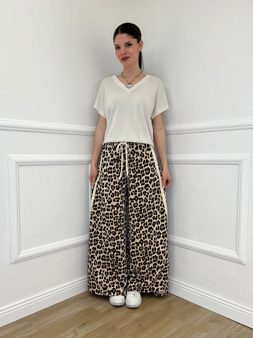 Pantalone Palazzo Animalier Bande 7809