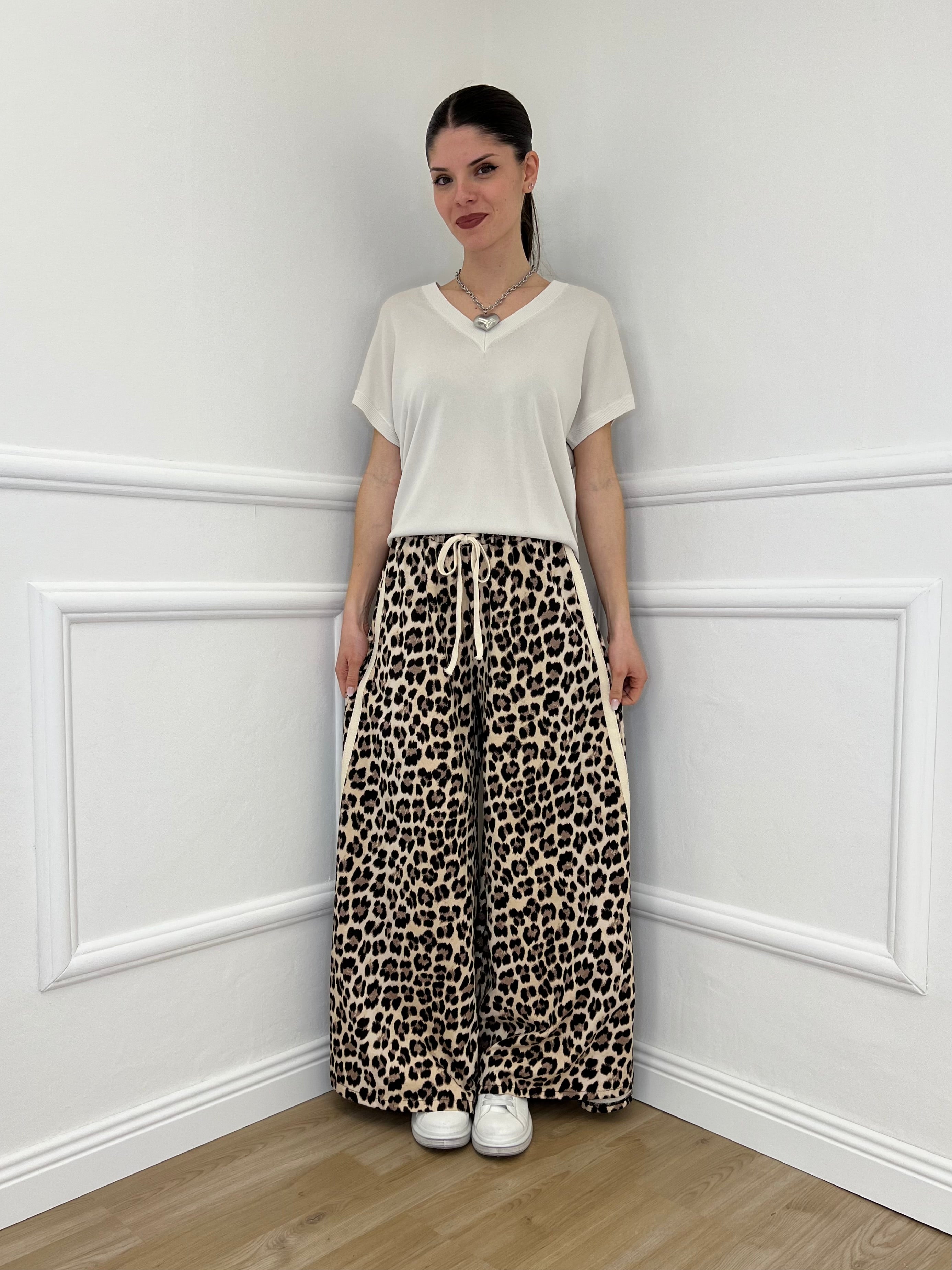 Pantalone Palazzo Animalier Bande 7809