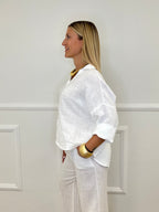 Camicia Scatoletta Lino 89303 Bianco