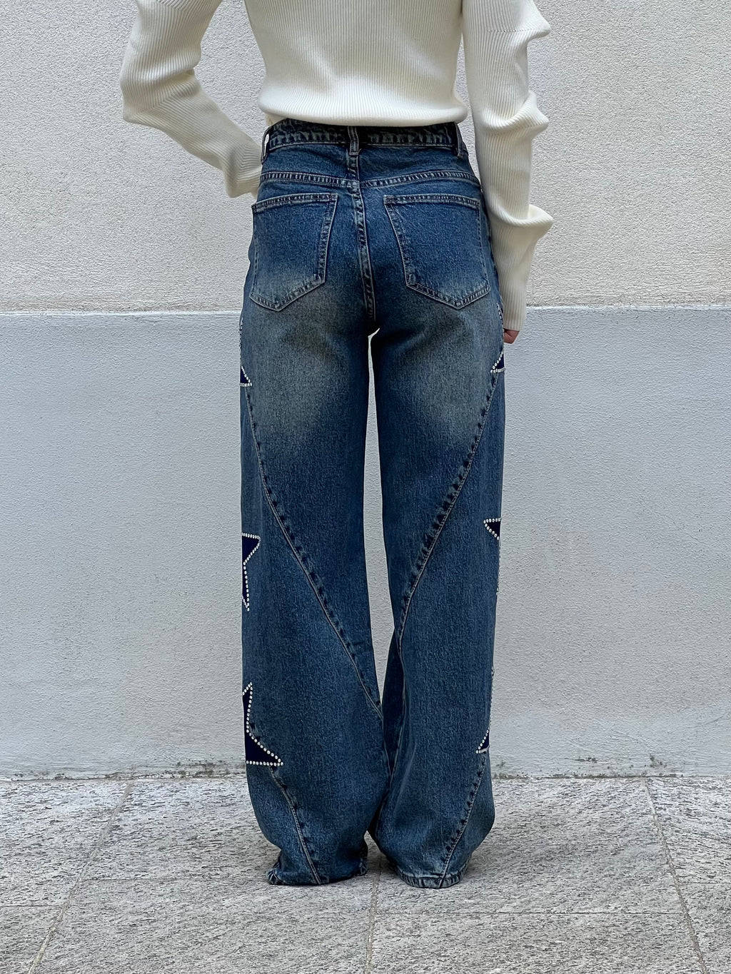 Jeans a Palazzo Stelle 5431 Azzurro