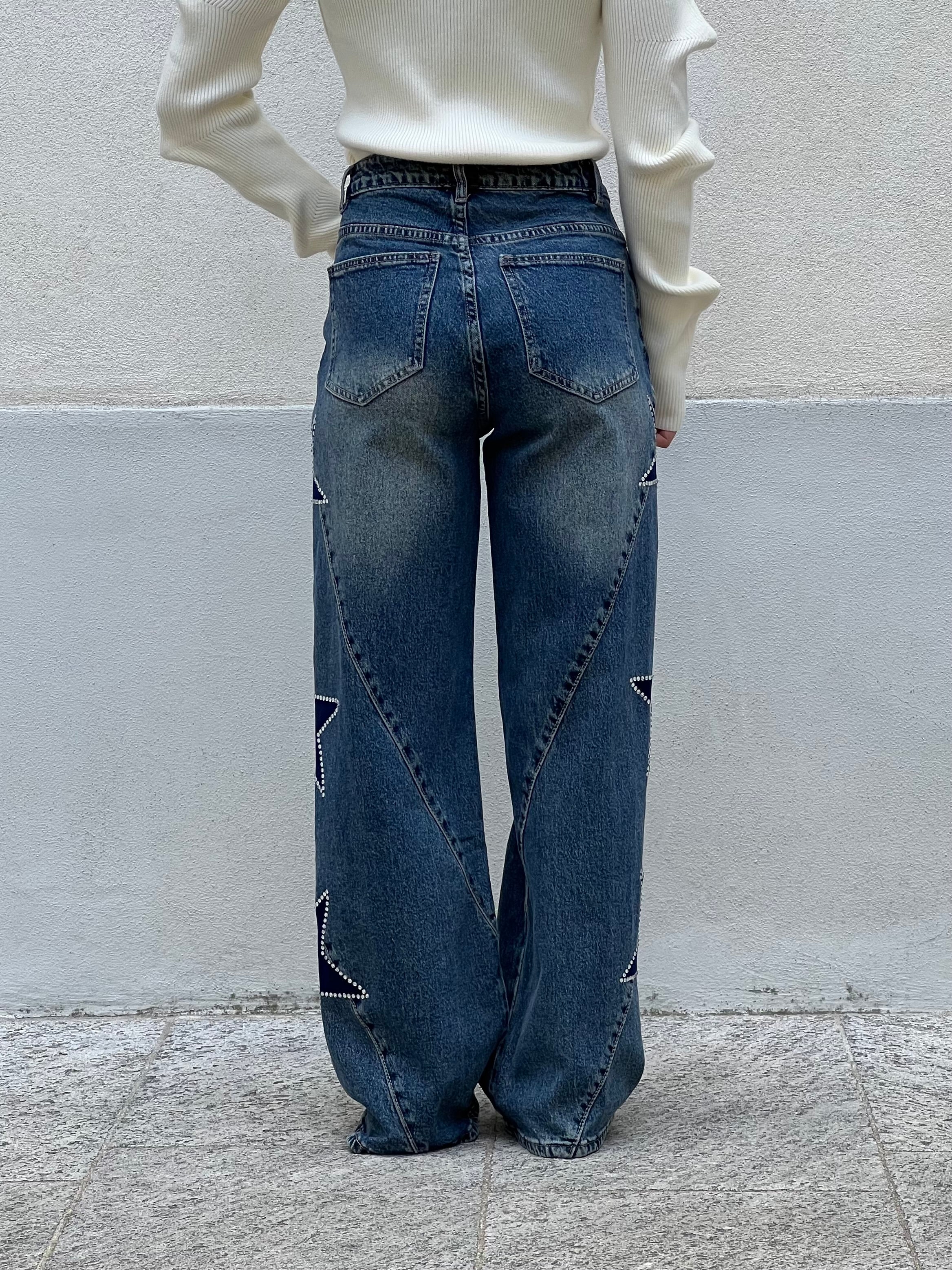 Jeans a Palazzo Stelle 5431 Azzurro