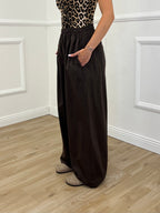 Pantalone a Palazzo Cotone 826121 Marrone