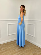 Vestito Satinato 1072 Azzurro
