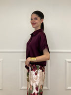 Completo Satin Pantalone Fantasia 17397 Burgundy