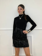 Maglia Frange Paillettes 55867 Nero
