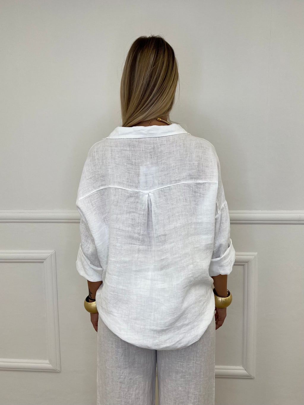 Camicia Scatoletta Lino 89303 Bianco