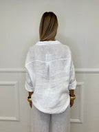 Camicia Scatoletta Lino 89303 Bianco