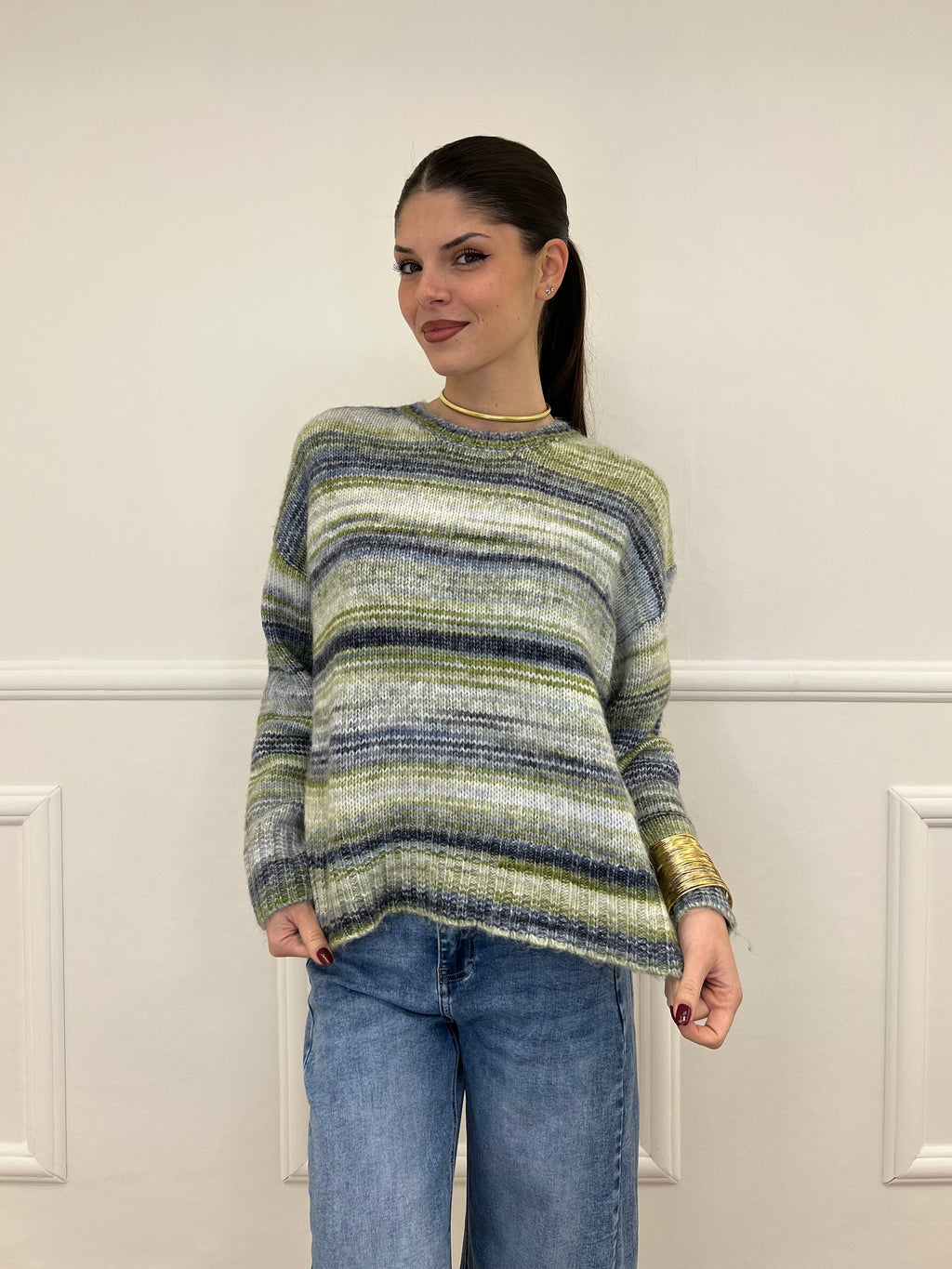 Maglia Girocollo Multicolor 25205 Verde