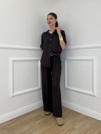 Pantalone Lino Cintura 22525 Moro