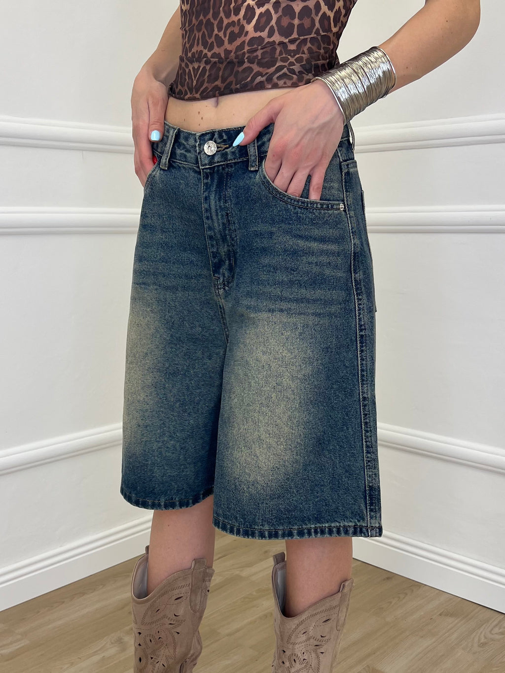 Bermuda in Denim Stonewash 22238 Blu