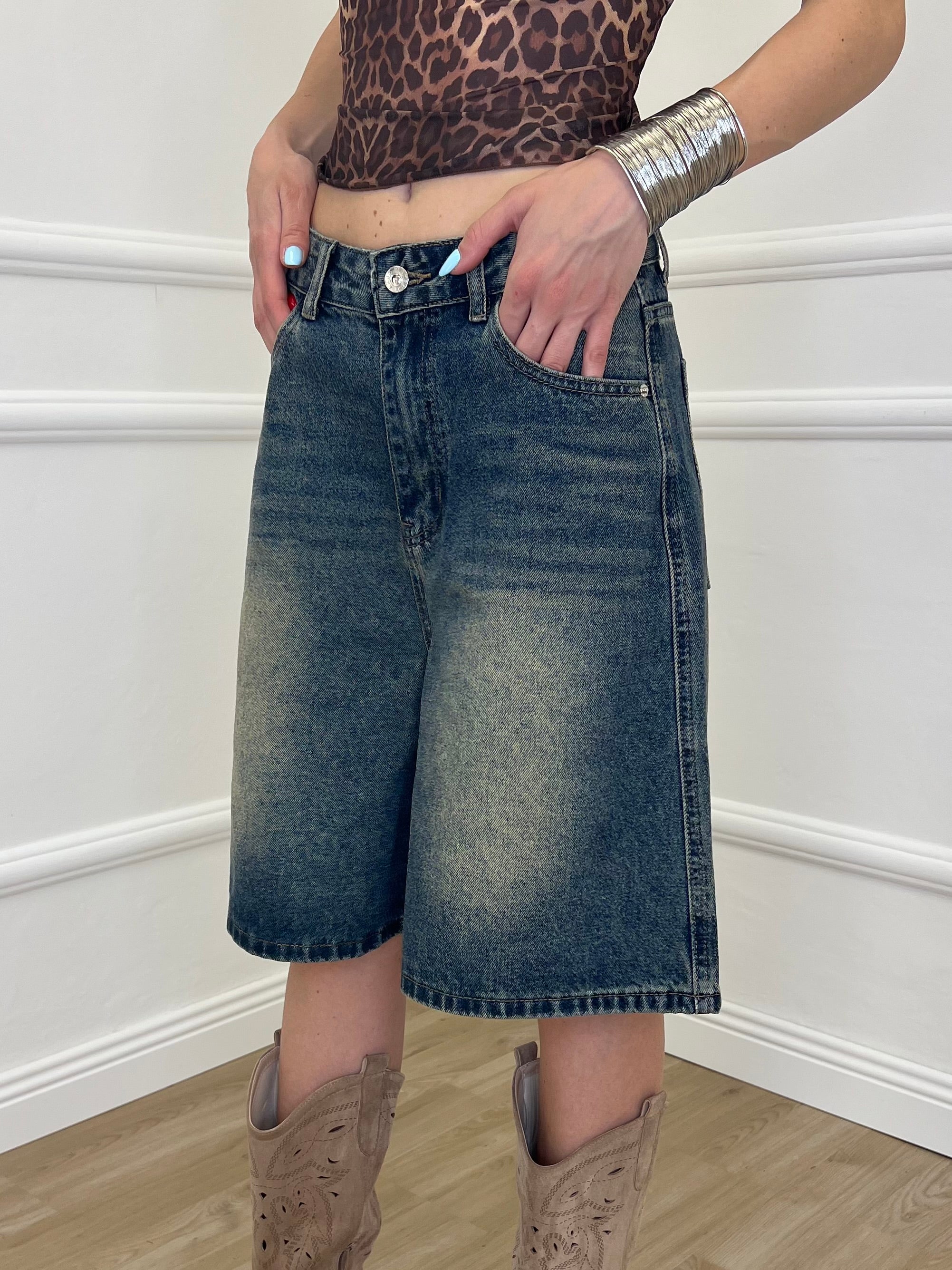 Bermuda in Denim Stonewash 22238 Blu