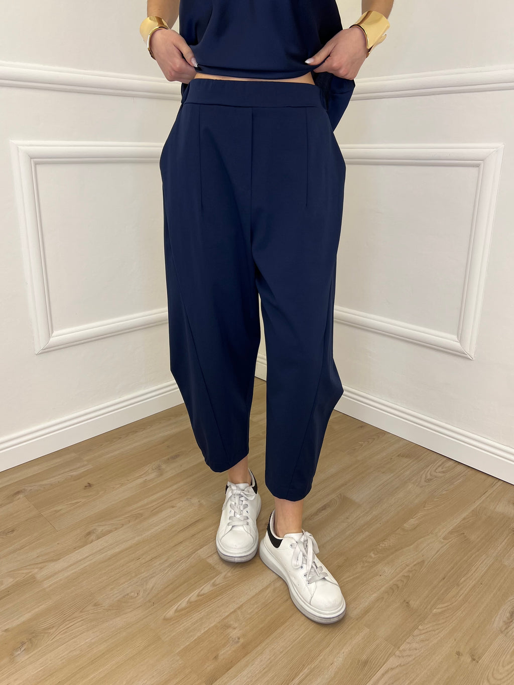 Pantalone Balloon Punto Milano 9516 Blu