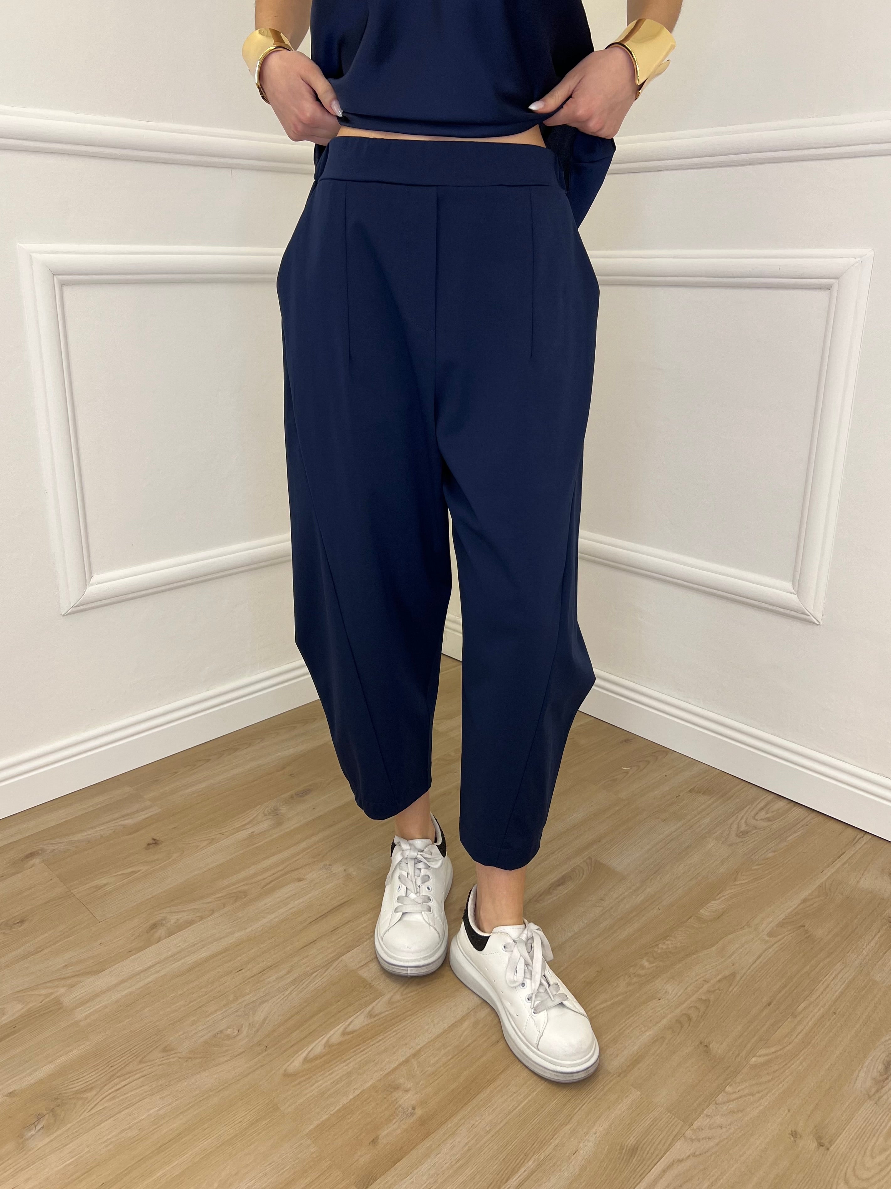 Pantalone Balloon Punto Milano 9516 Blu