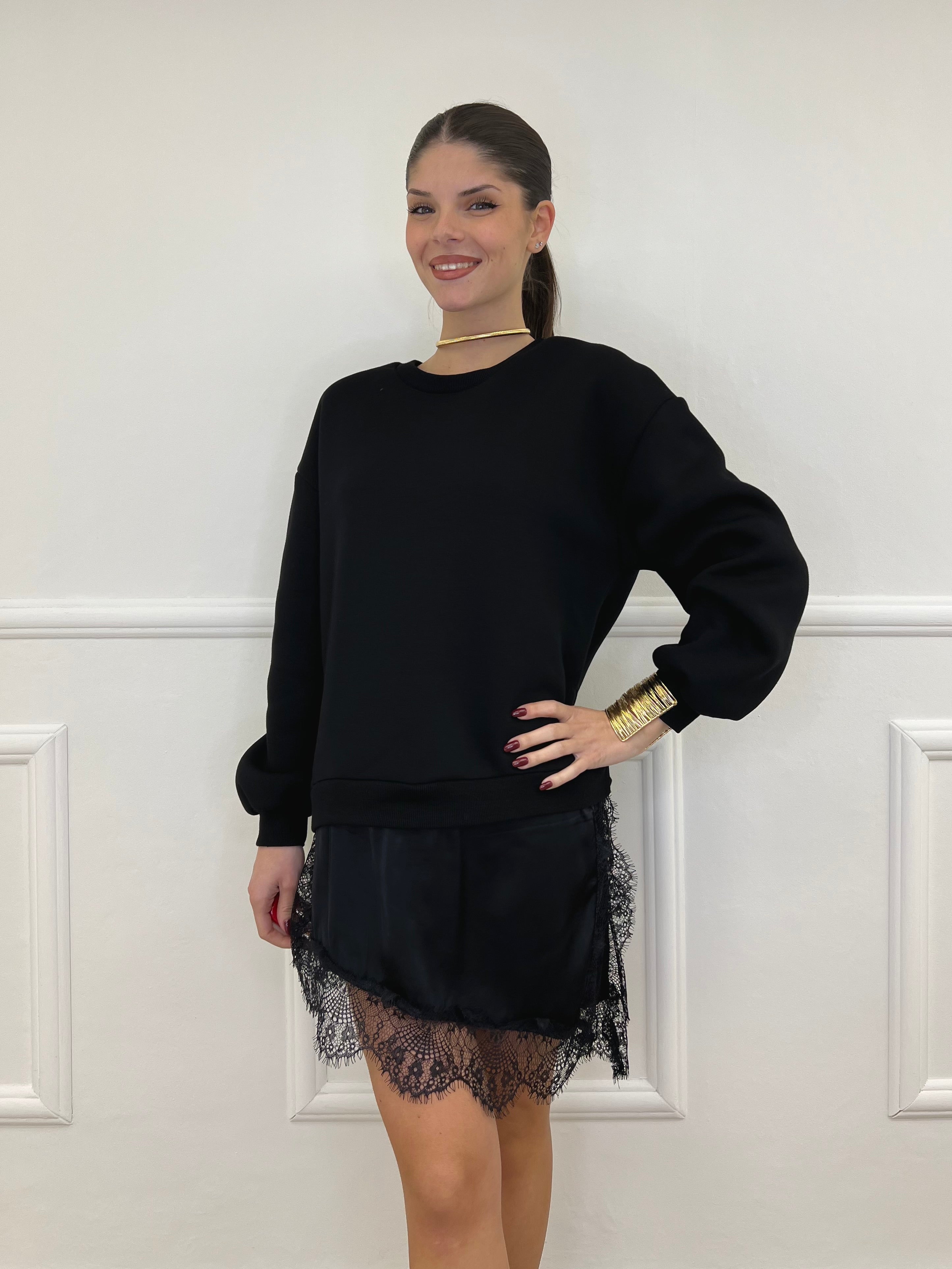 Felpa con Pizzo Lumina LD3849 Nero