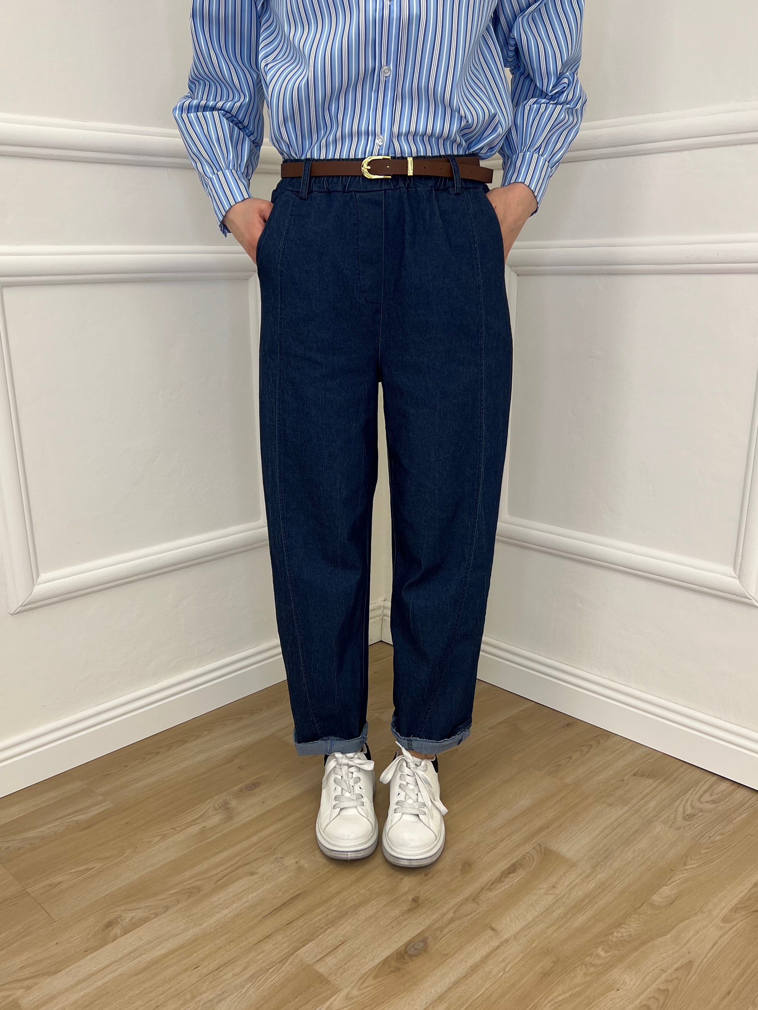 Pantalone Balloon Chambray 36893 Blu