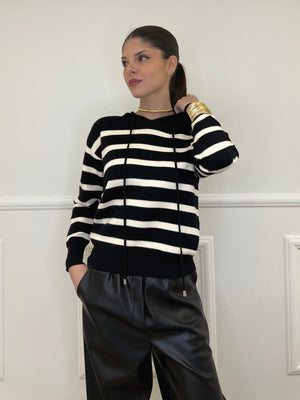 Felpa in Maglia Righe 8130 Nero