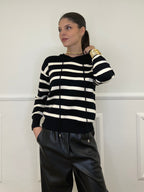 Felpa in Maglia Righe 8130 Nero