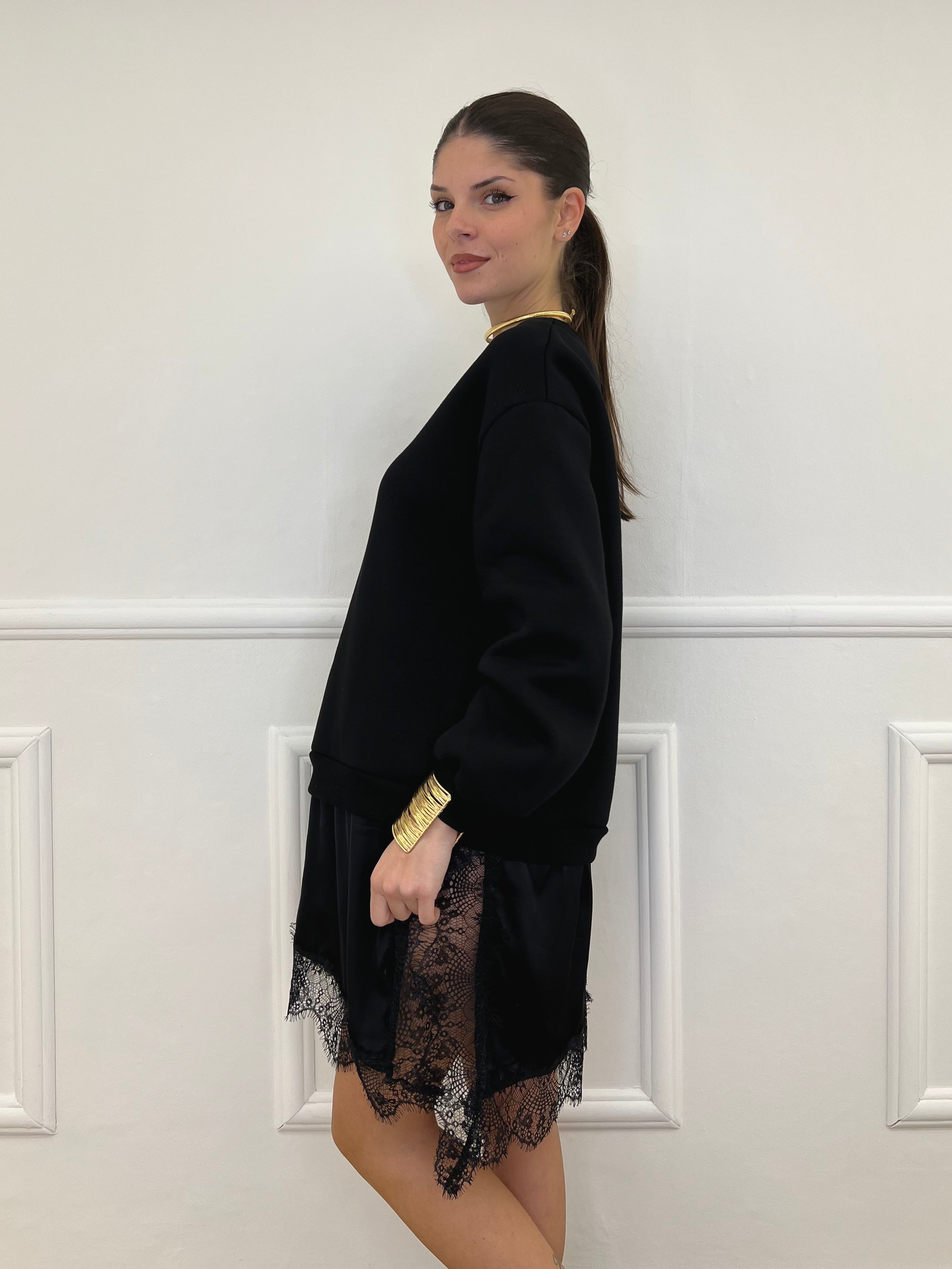 Felpa con Pizzo Lumina LD3849 Nero