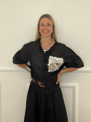 Camicia Tasca Paillettes 672-150 Nero