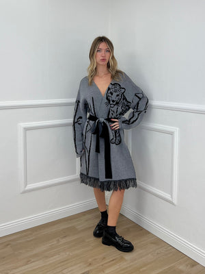 Cardigan Jacquard Jungle 90059 Grigio