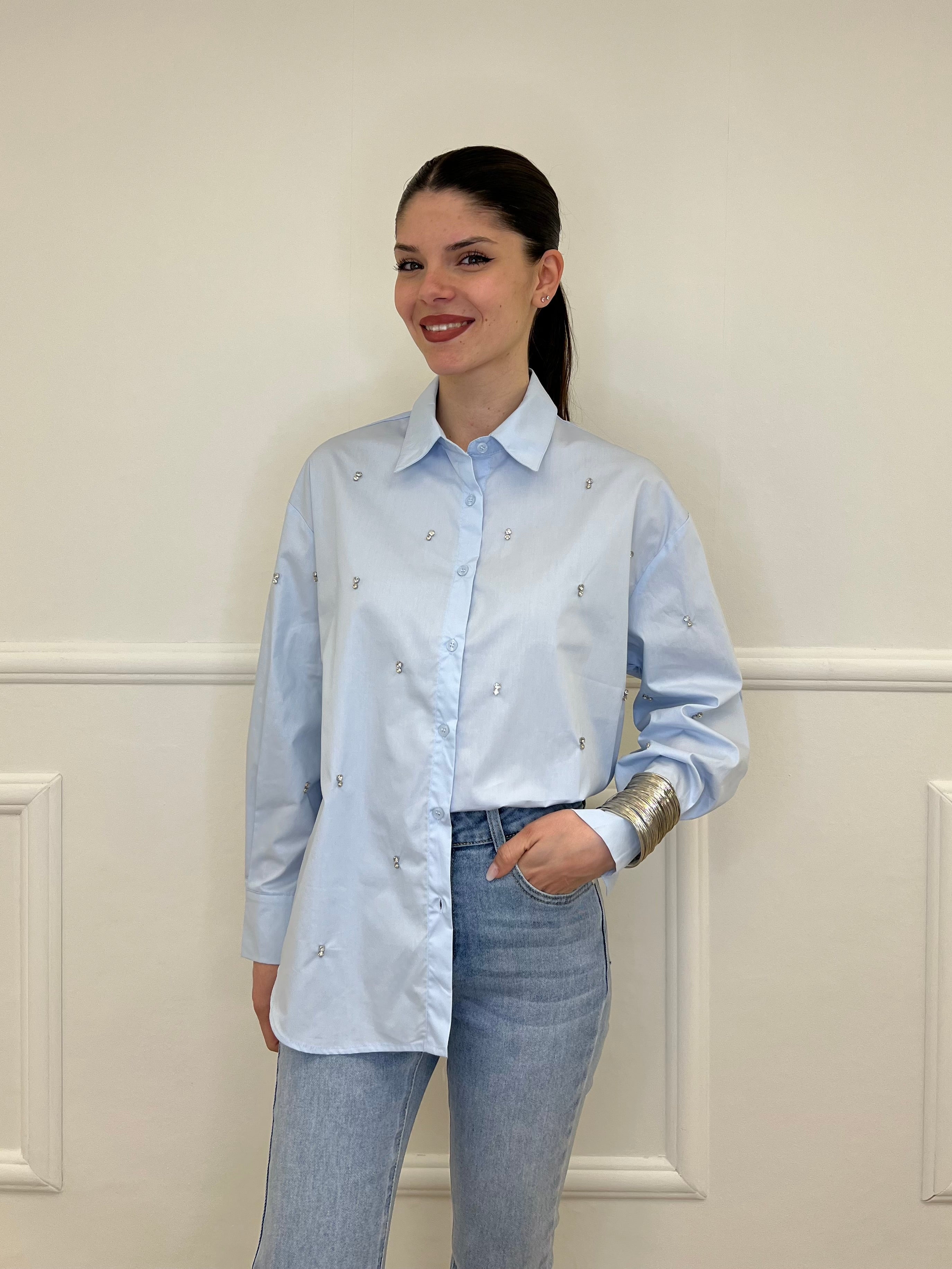 Camicia Over Cristalli 2511 Azzurro