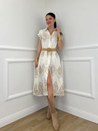 Abito Aletta Ricami Lurex 18148 Panna