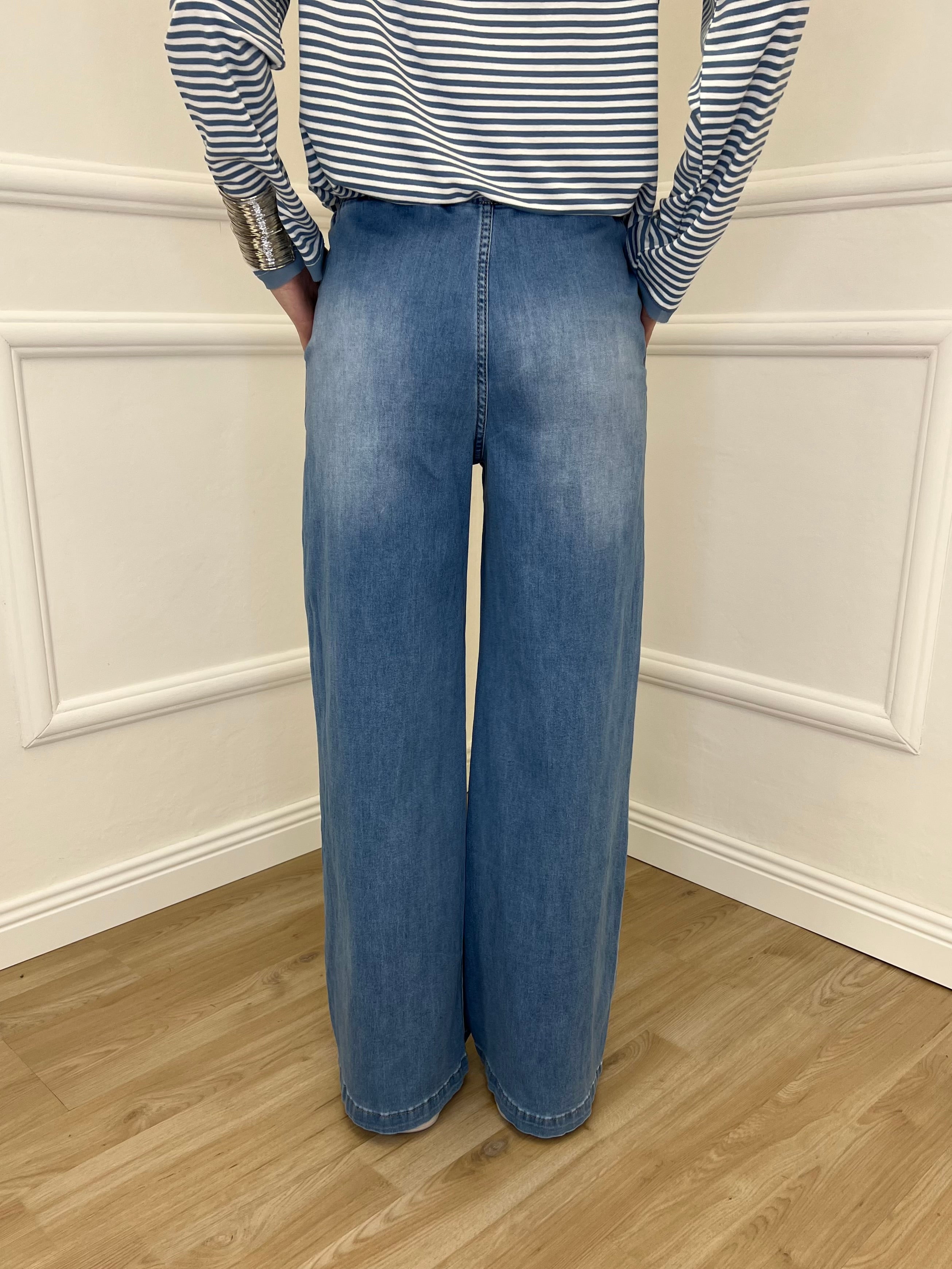 Jeans con Vita Elastica 9337 Azzurro