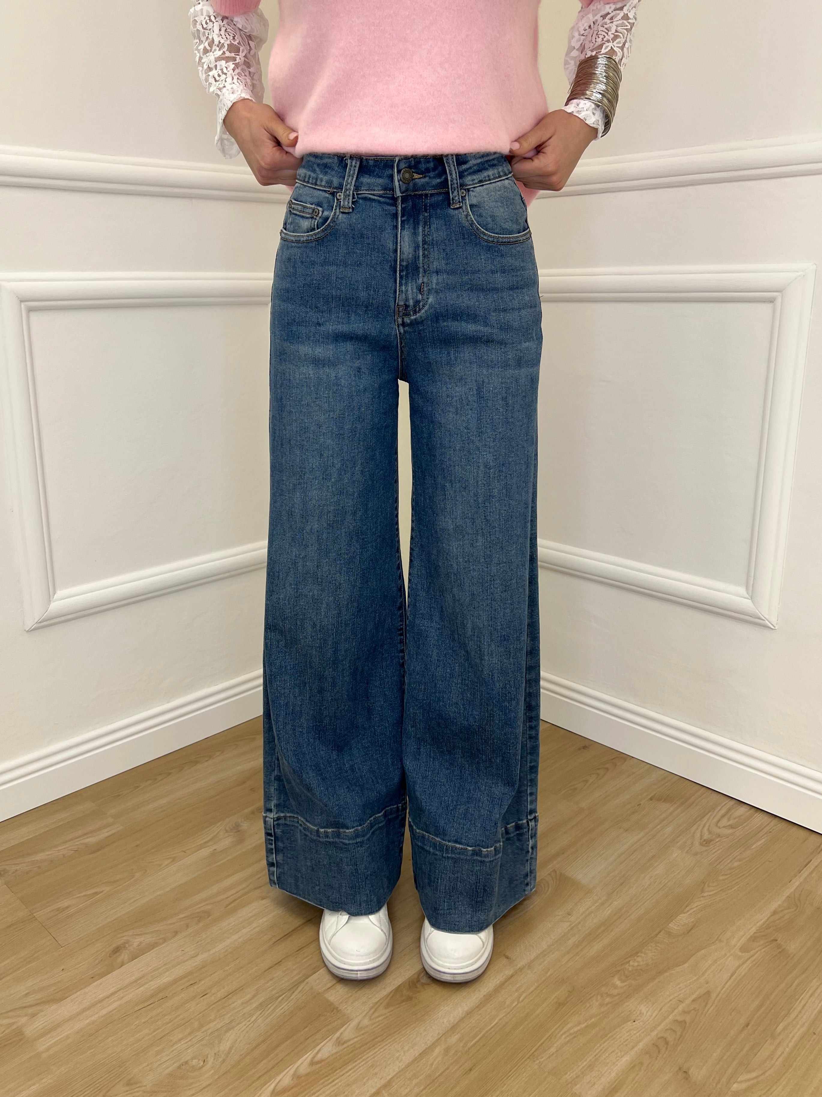 Jeans Wide Leg Orlo JK2001 Azzurro