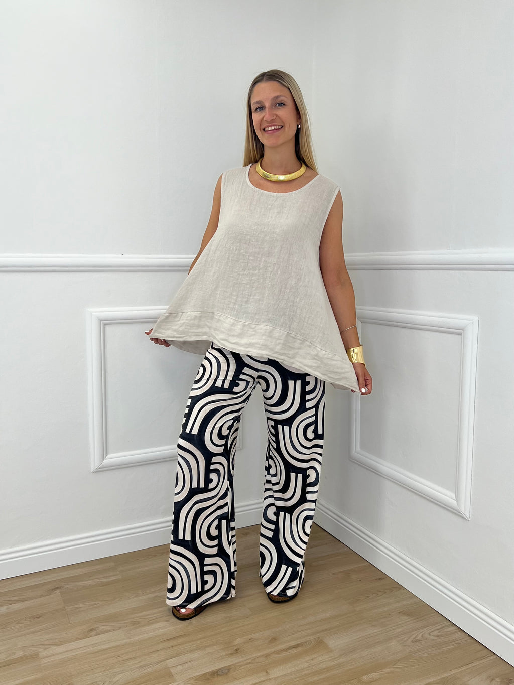 Pantalone Jersey Geometrico 9078 Nero