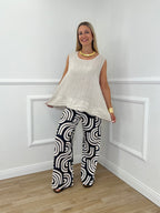 Pantalone Jersey Geometrico 9078 Nero