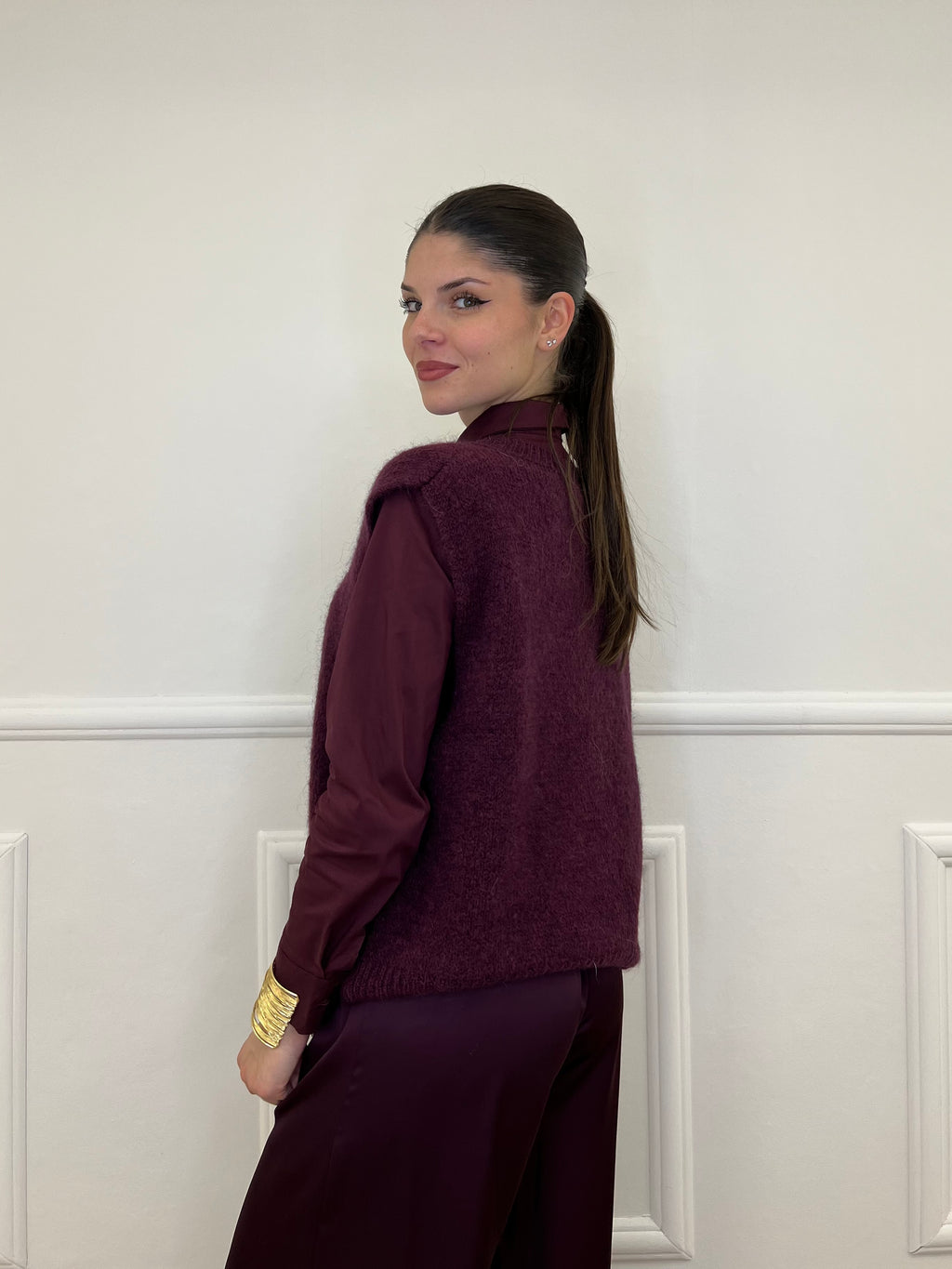 Gilet Kid Mohair 5218 Burgundy