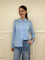 Camicia in Jersey di Viscosa 28163 Azzurro