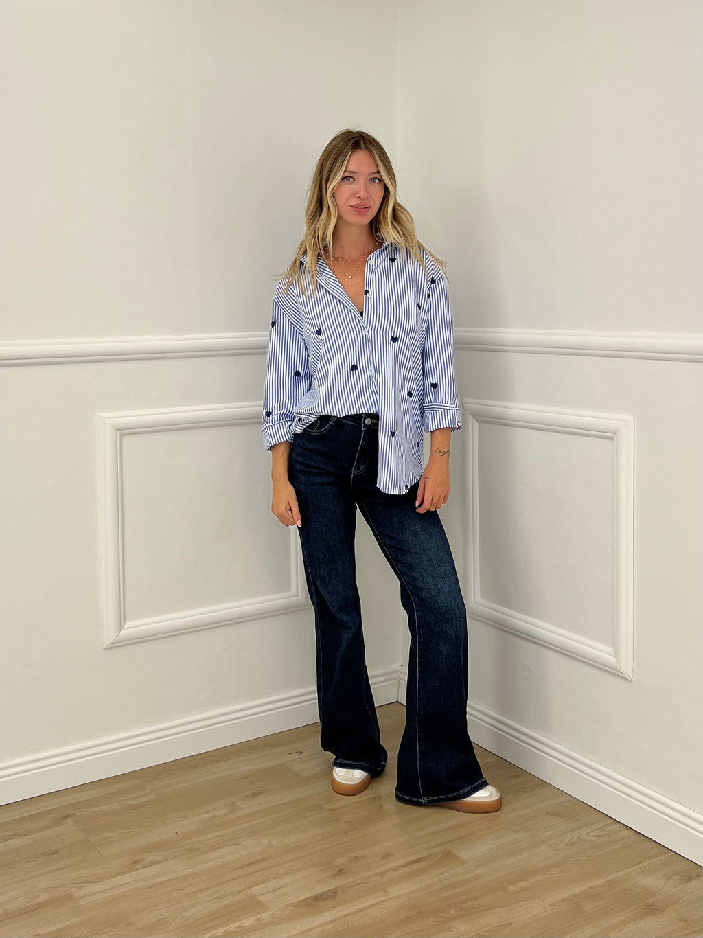 Camicia Cuori Ricamati 1255 Blu