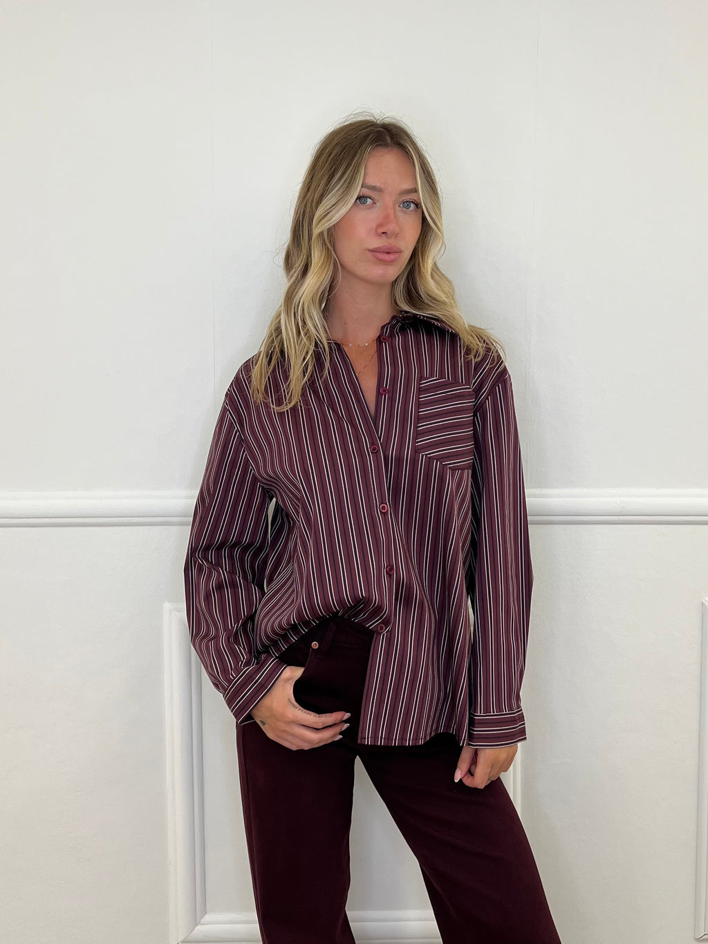Camicia Regimental Over 28813 Burgundy