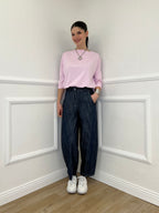 Pantalone Balloon Chambray A8028 Blu