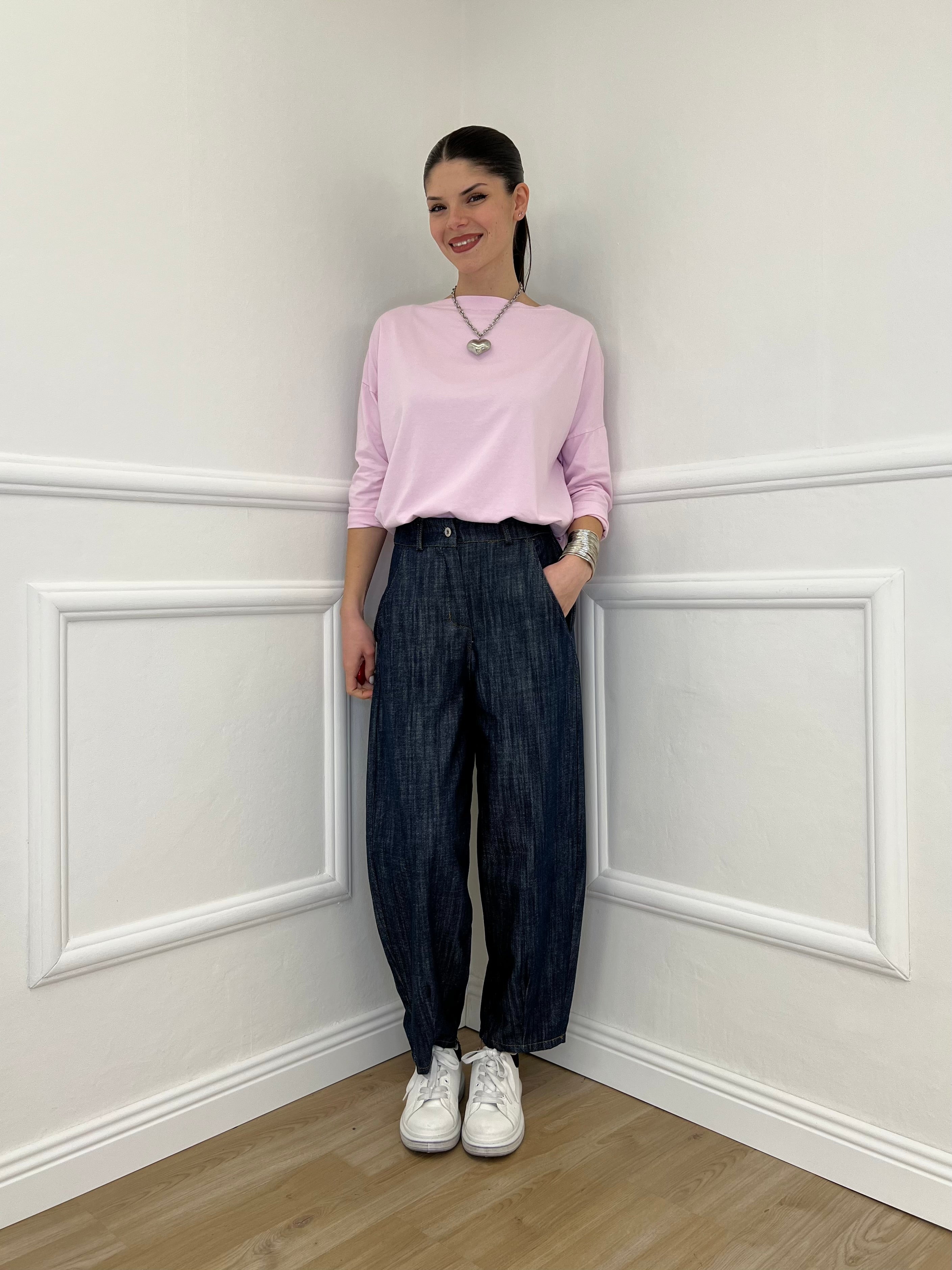 Pantalone Balloon Chambray A8028 Blu