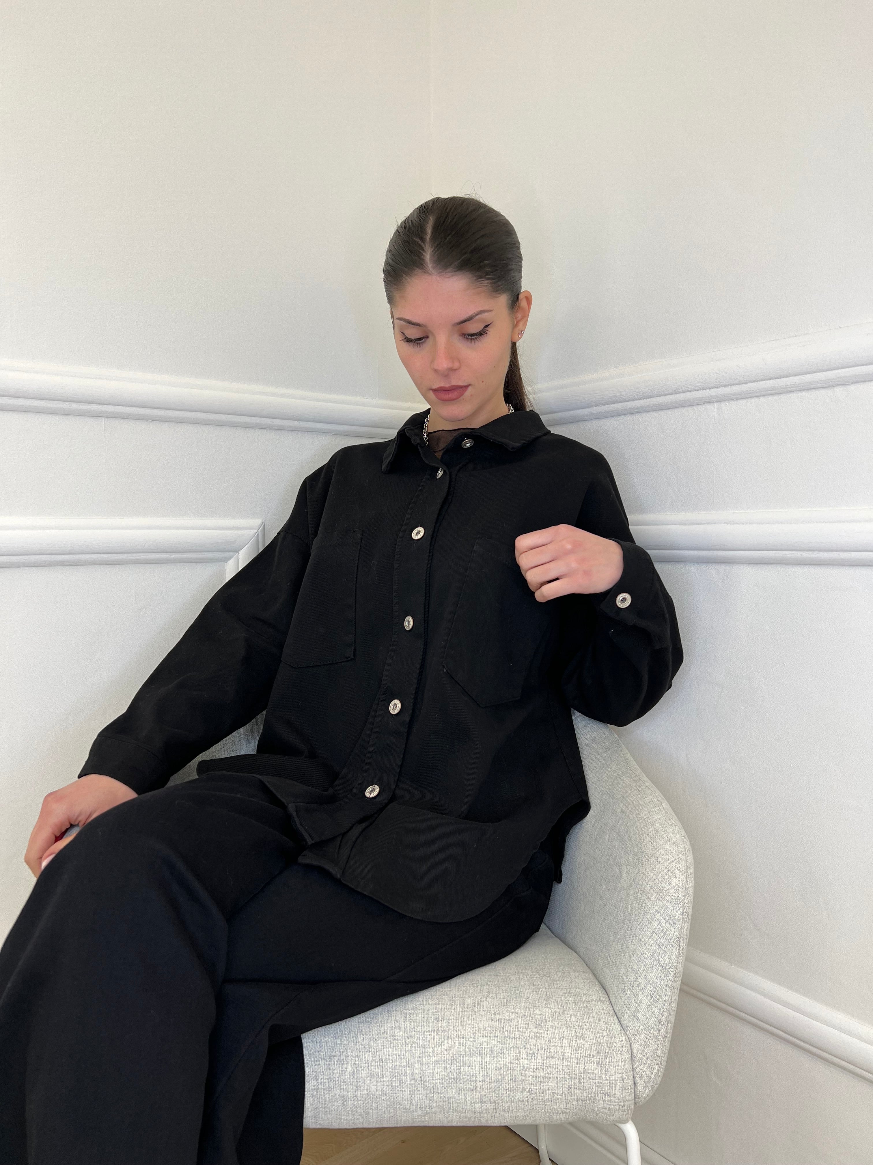 Camicia Overshirt in Twill A6262 Nero