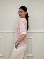 Maglia Profili a Contrasto 2780 Rosa e Bianco