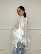 Blusa in Tencel a Balze 6108 Bianco