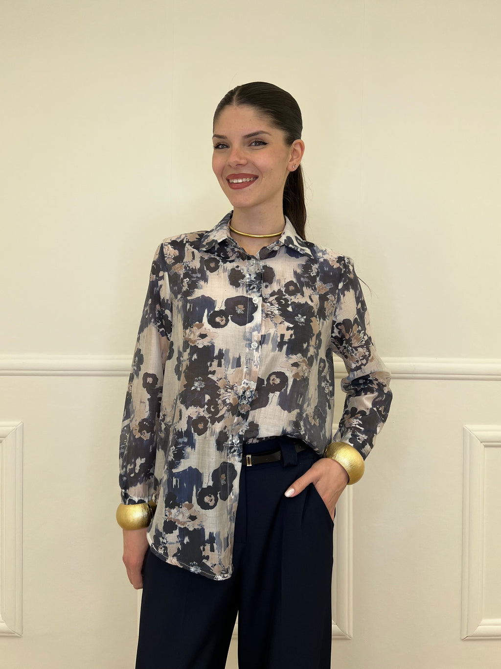 Camicia Tencel Fantasia 3189 Blu